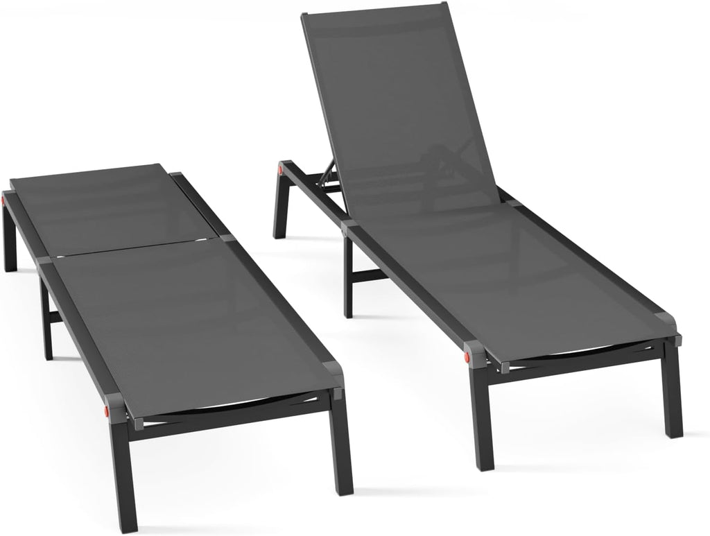2 Foldable Aluminum Pool Chaise Lounges
