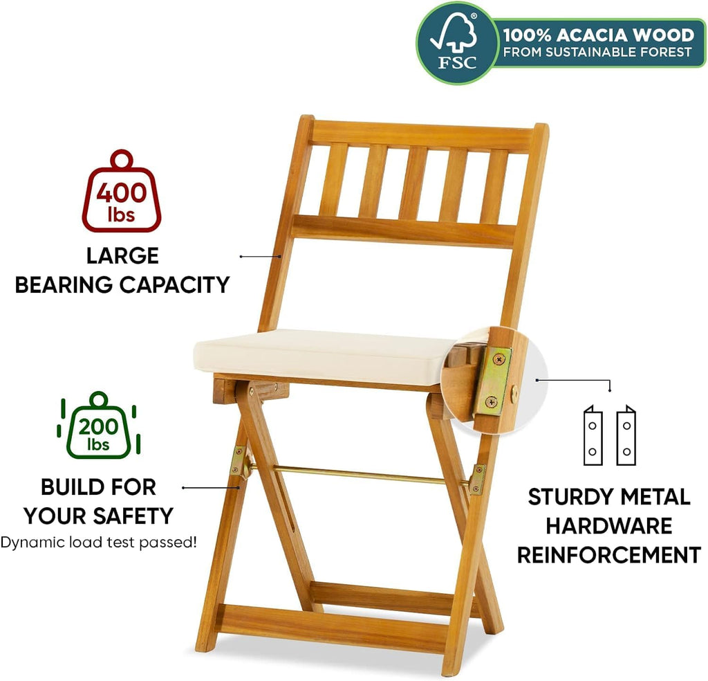3pc Folding Acacia Wood Bistro Set
