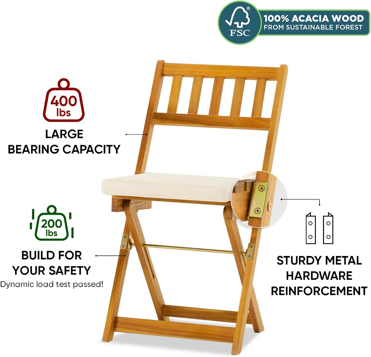 3pc Folding Acacia Wood Bistro Set