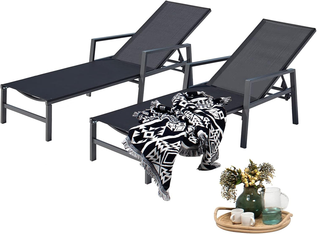 2 Aluminum Adjustable Chaise Lounges
