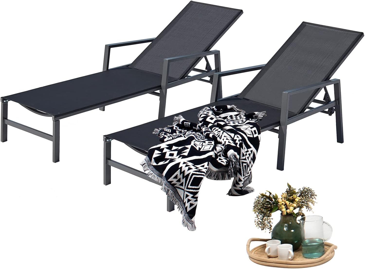 2 Aluminum Adjustable Chaise Lounges
