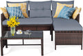3 PCS Rattan Patio Conversation Set