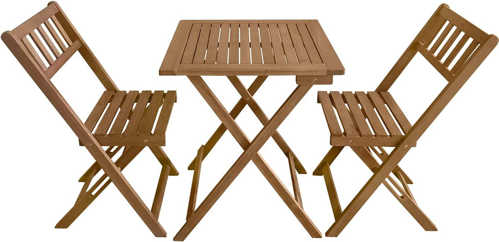 3Pcs Wood Folding Patio Bistro Set