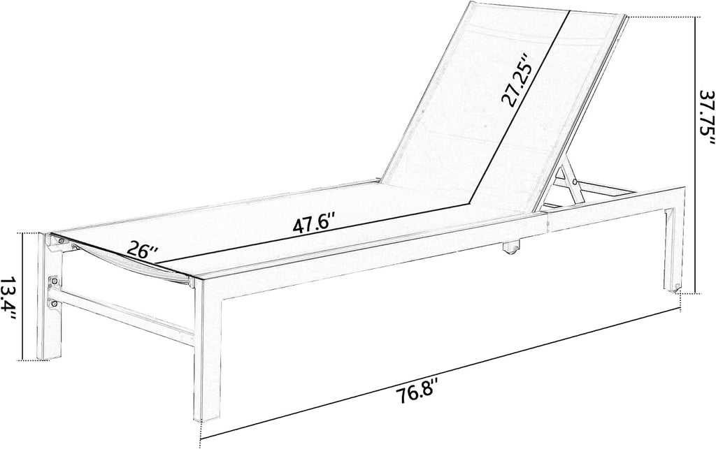 2 Aluminum Wheeled Patio Chaise Lounges