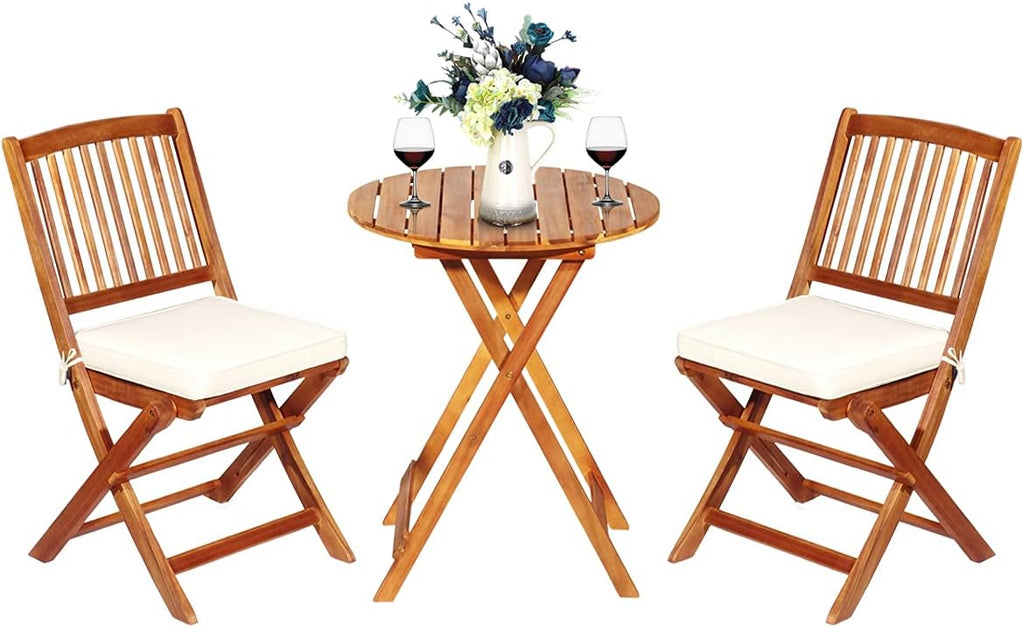 3pc Folding Acacia Wood Bistro Set