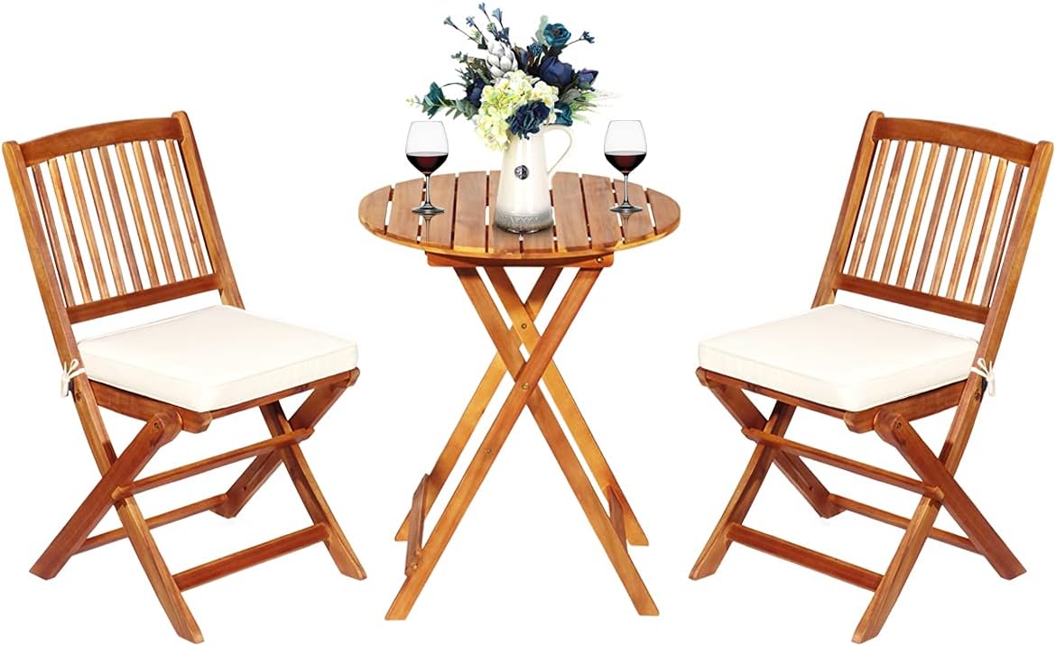 3pc Folding Acacia Wood Bistro Set