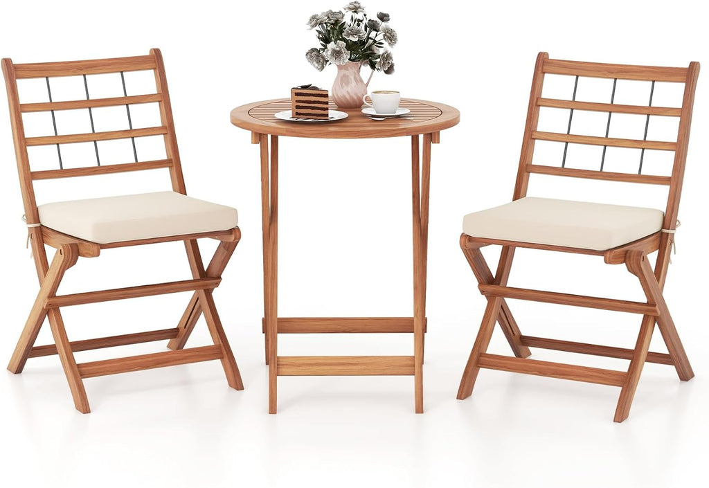 3Pcs Acacia Wood Patio Bistro Set