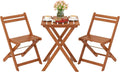 Tangkula 3Pcs Solid Wood Patio Bistro Set