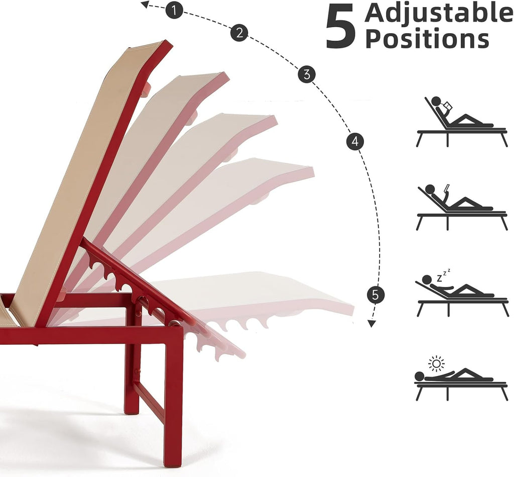 2 Foldable Aluminum Chaise Lounges