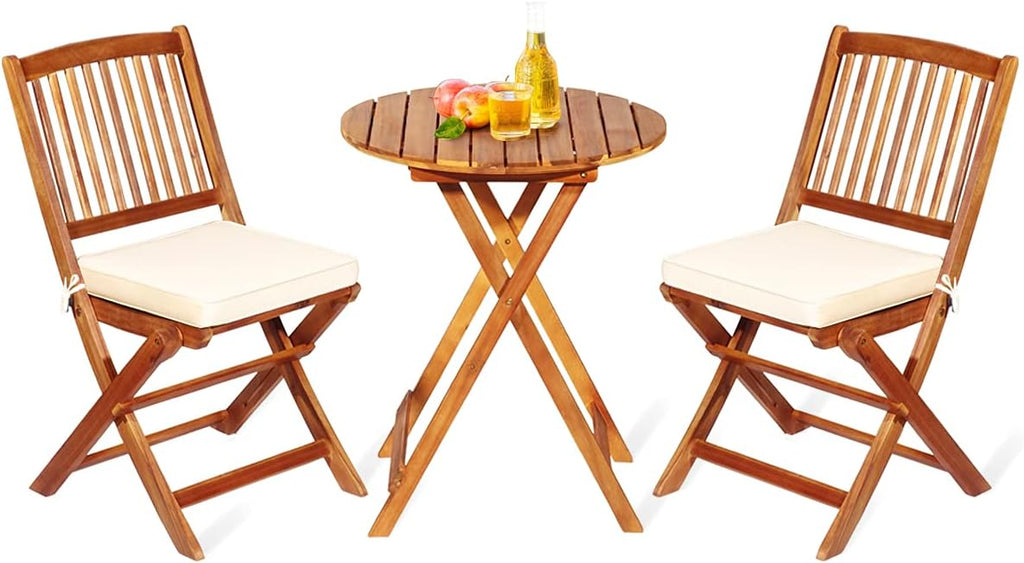 3pc Folding Acacia Wood Bistro Set