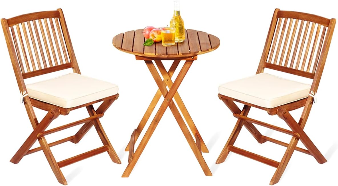 3pc Folding Acacia Wood Bistro Set