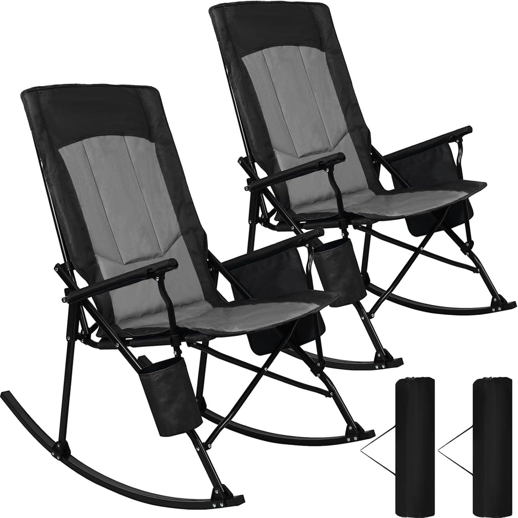 Romswi 2 Pack High Back Folding Rocking Chairs