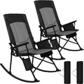 Romswi 2 Pack High Back Folding Rocking Chairs
