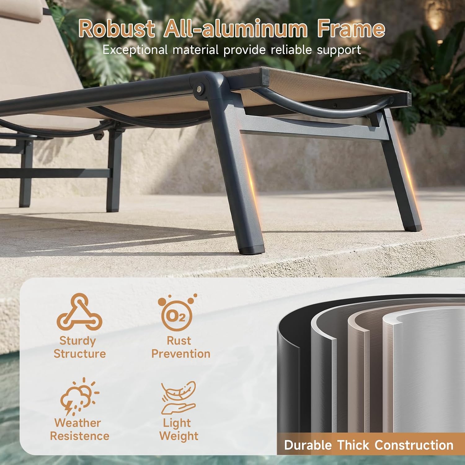 2 Foldable Aluminum Chaise Lounges