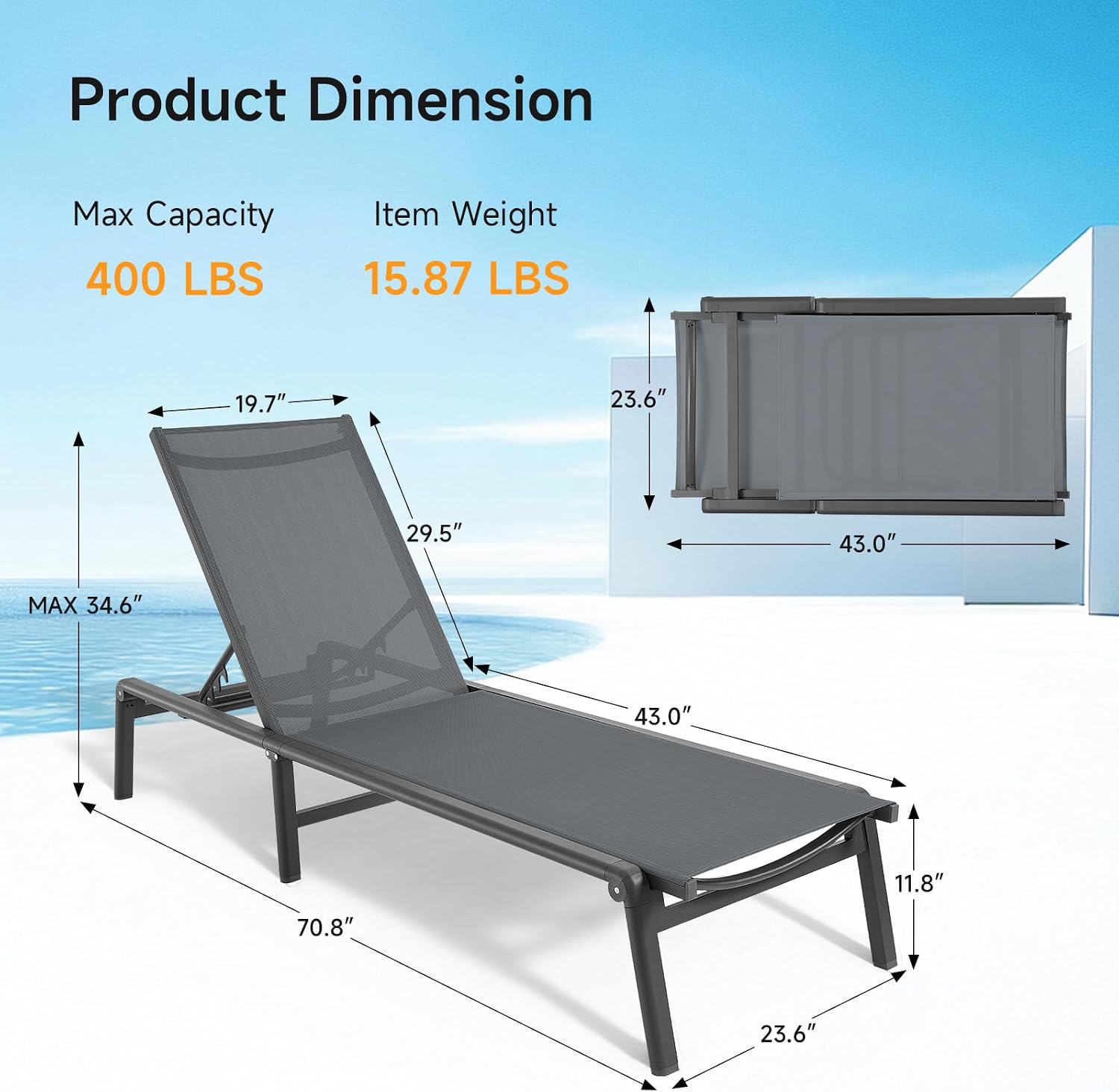 1 Foldable Aluminum Chaise Lounge