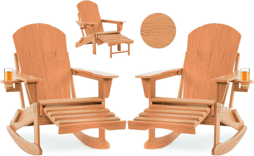 Wood Texture Adirondack Rocking Chairs 2 Pack