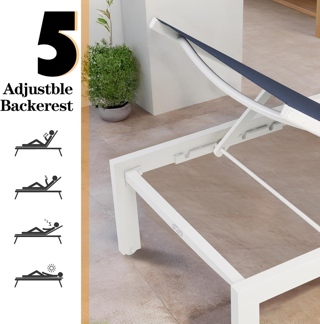 2 Aluminum Wheeled Patio Chaise Lounges
