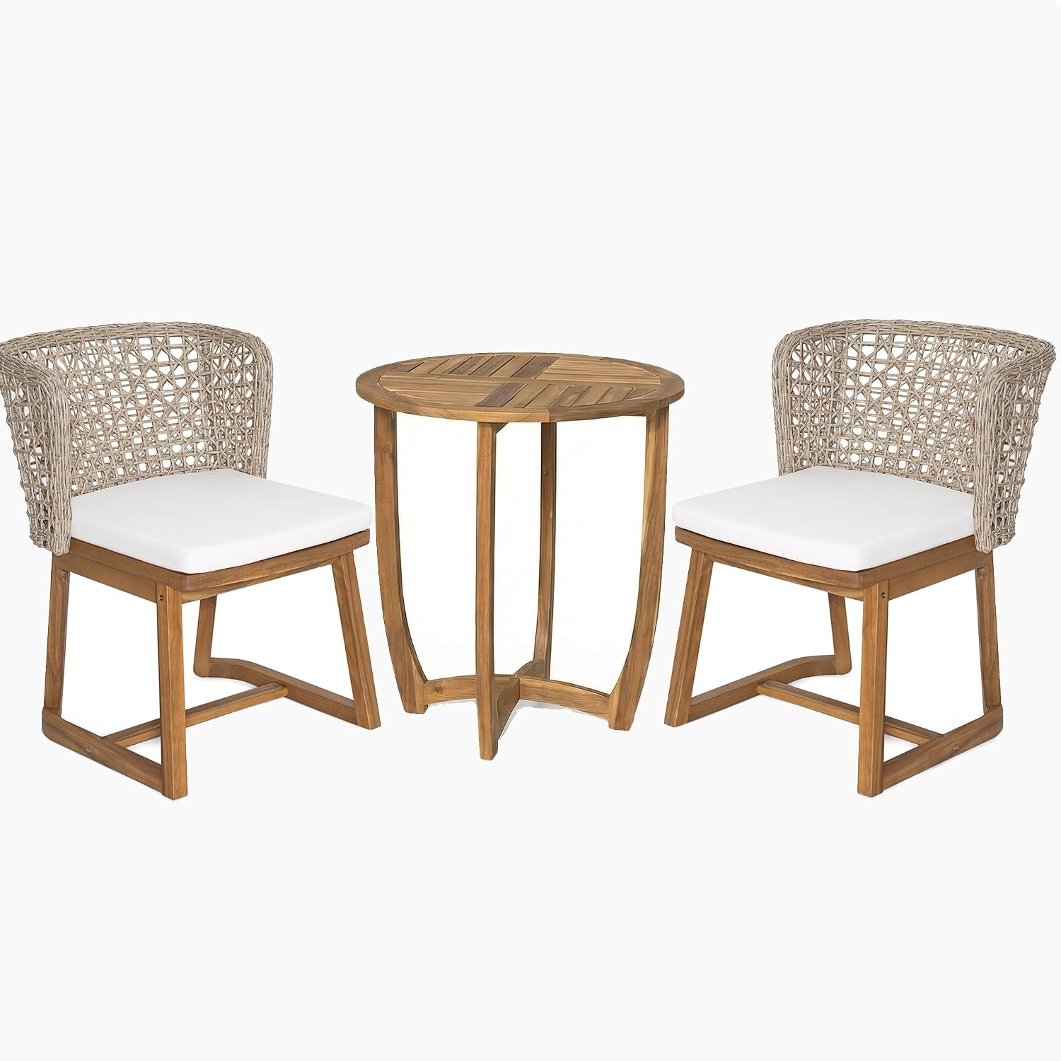 3pc Acacia Wicker Patio Bistro Set