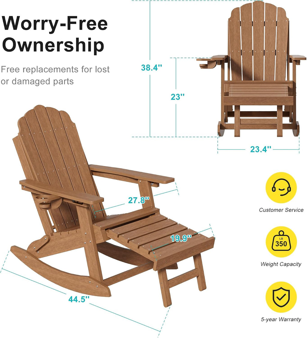 Folding Adirondack Rocking Chairs 2 Pack