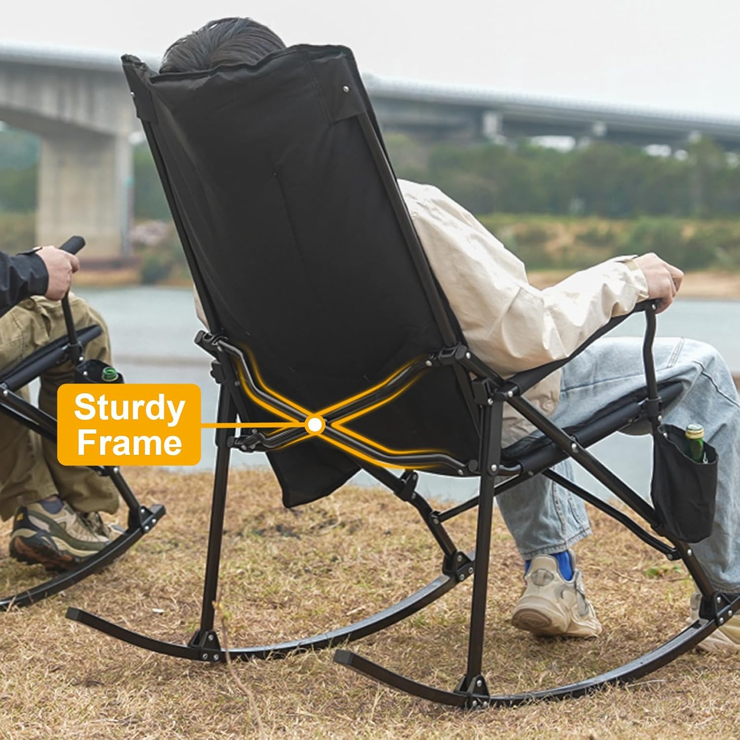 Romswi 2 Pack High Back Folding Rocking Chairs