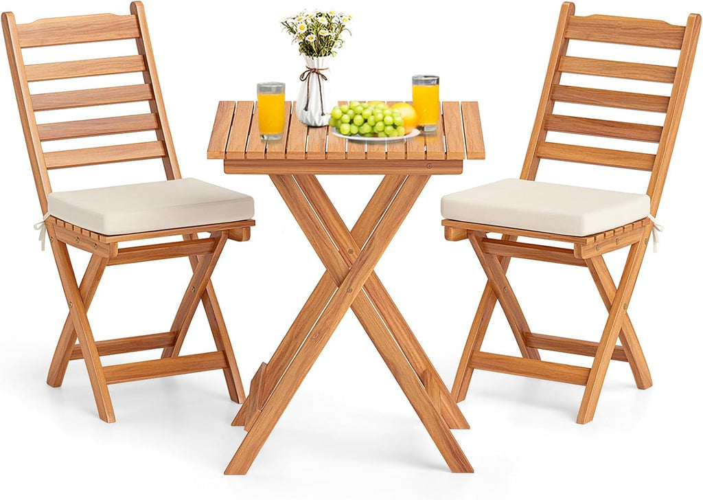 3pc Folding Acacia Wood Bistro Set