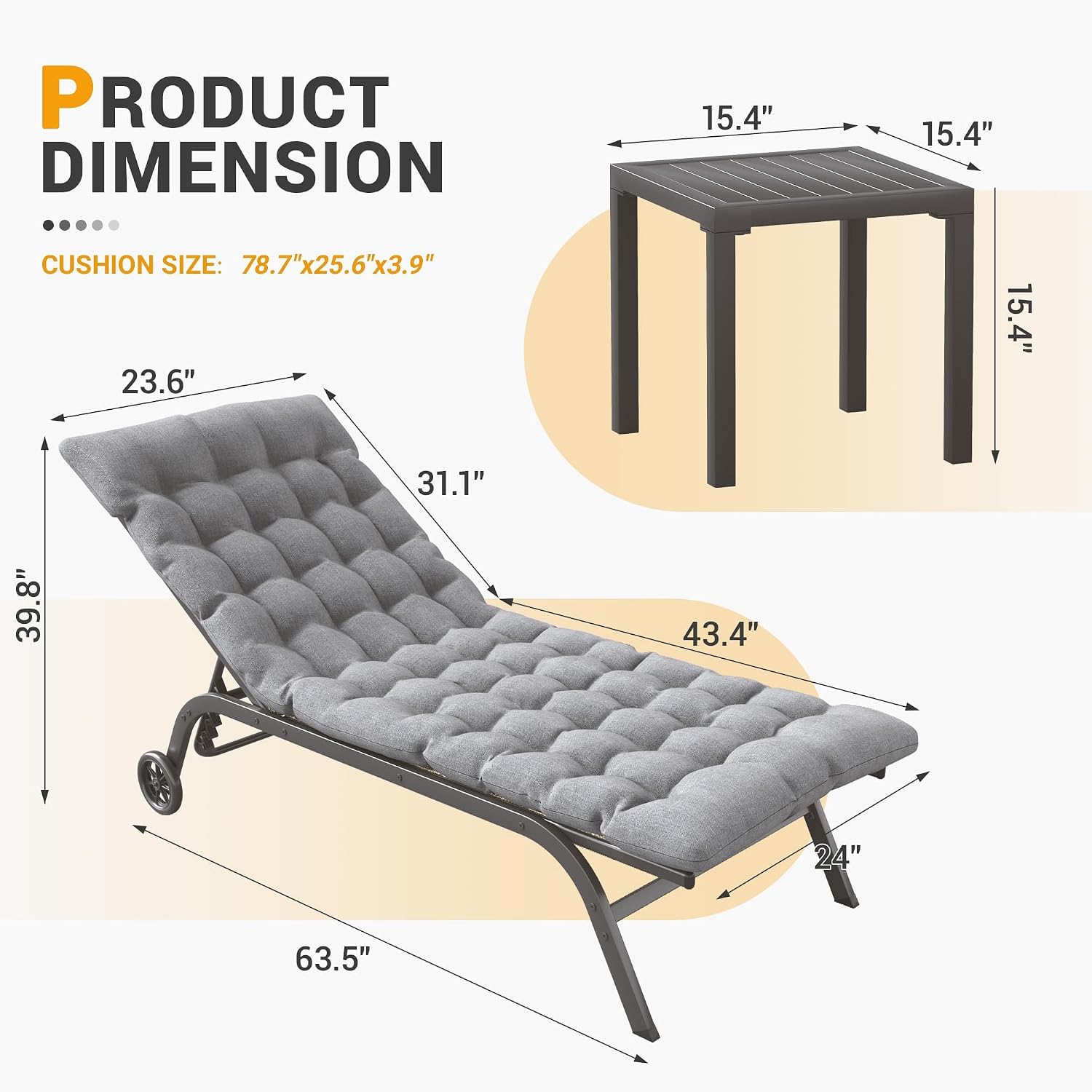 2 Wheeled Aluminum Chaise Lounges Set