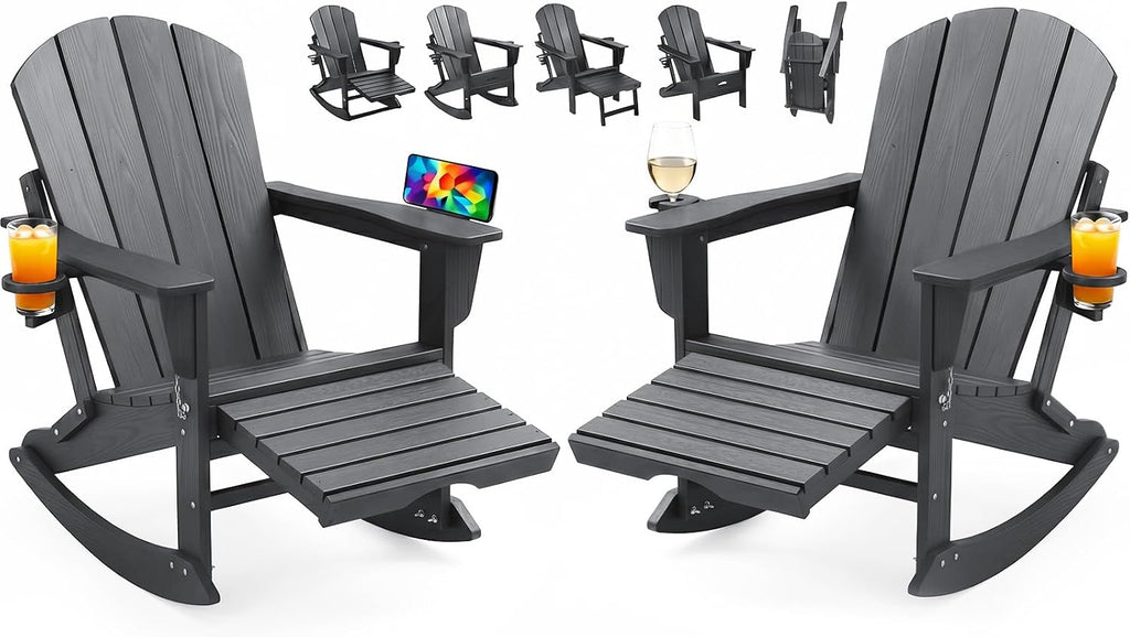 2 Pack HDPE Rocking Adirondack Chairs