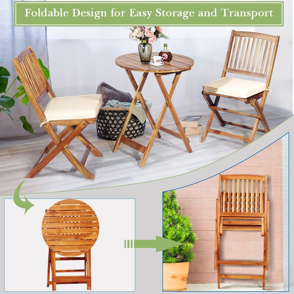 3pc Folding Acacia Wood Bistro Set