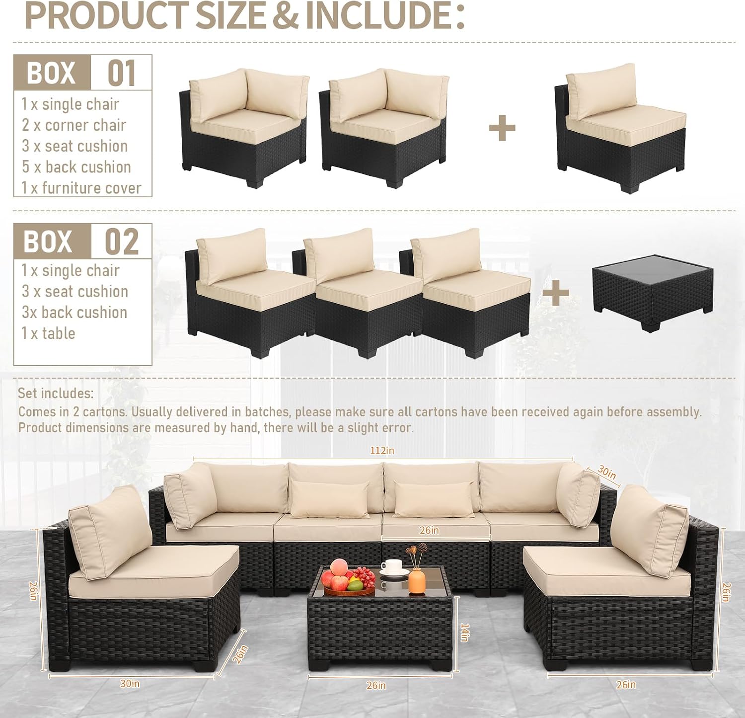 Lviden 7 Pieces PE Wicker Patio Sofa Set