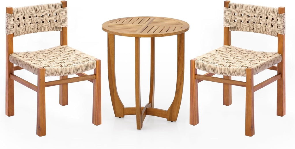 3pc Acacia Wicker Patio Bistro Set