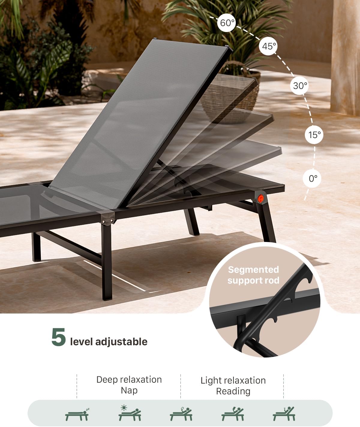 2 Foldable Aluminum Pool Chaise Lounges