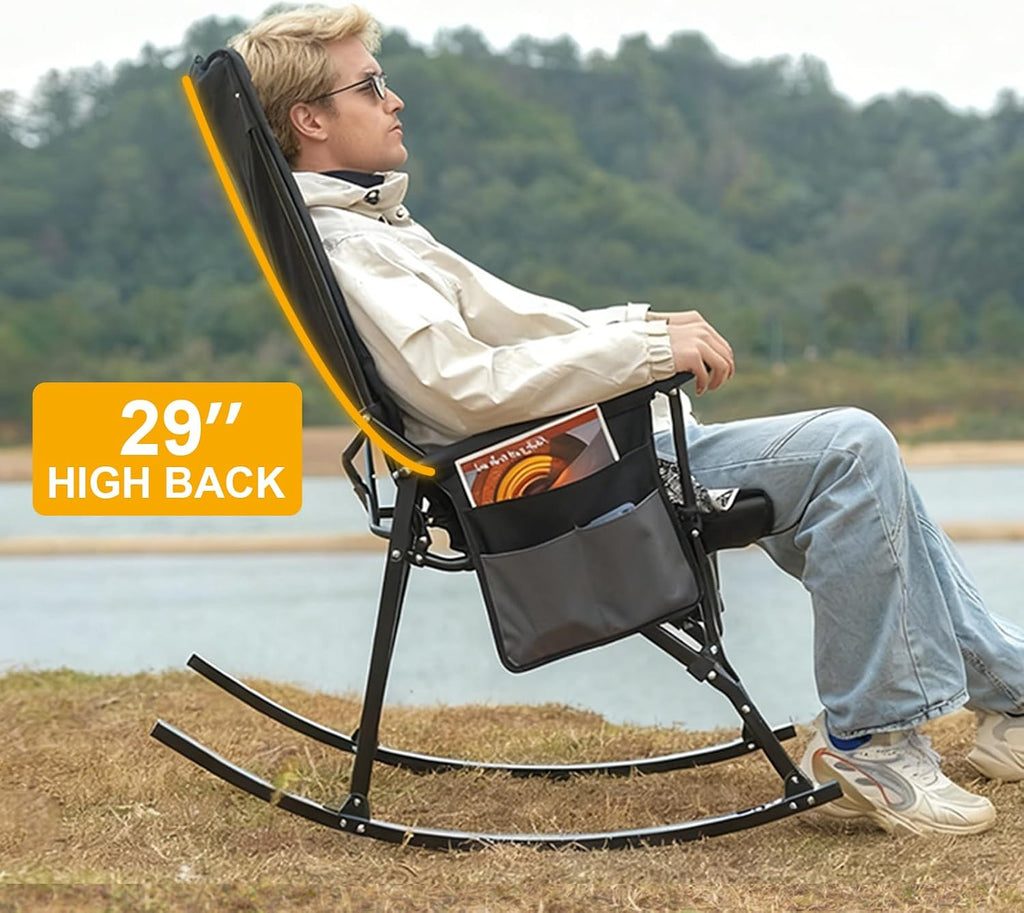 Romswi 2 Pack High Back Folding Rocking Chairs