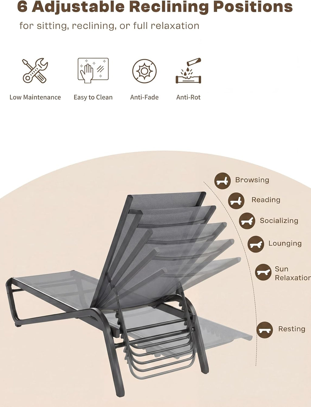 2 Stackable Aluminum Chaise Lounges Set