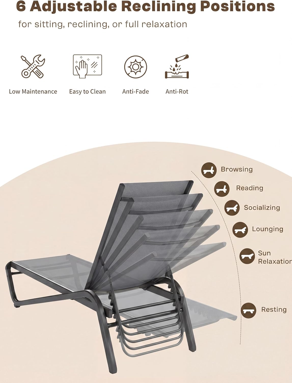 2 Stackable Aluminum Chaise Lounges Set