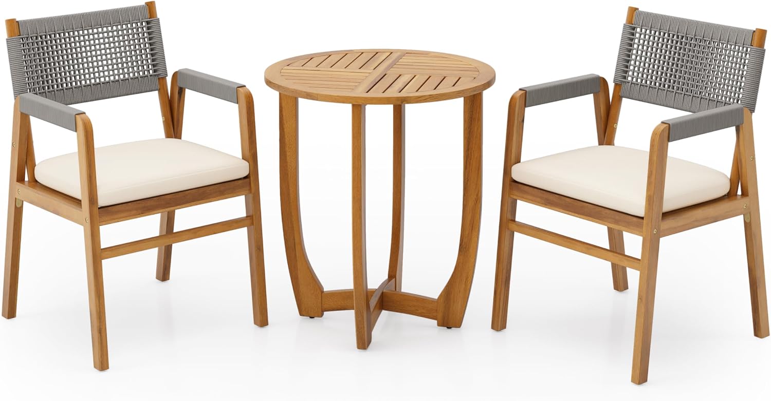 3pc Acacia Wood Patio Bistro Set