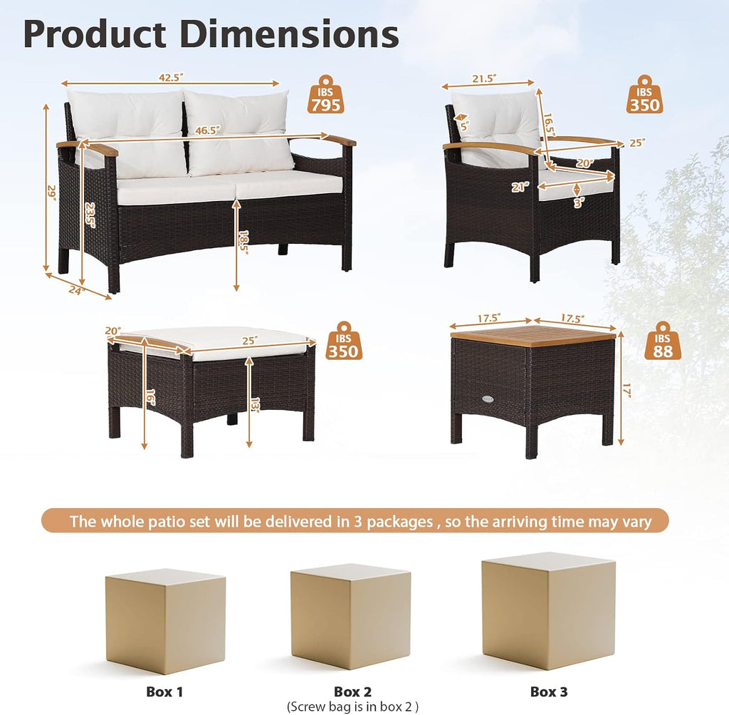 Tangkula 7 Pieces Rattan Patio Sofa Set
