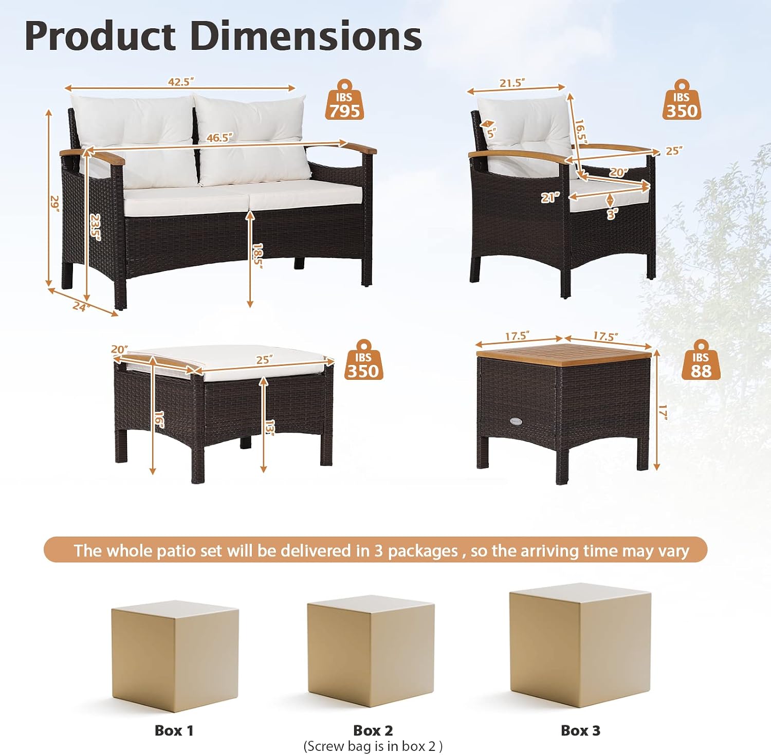 Tangkula 7 Pieces Rattan Patio Sofa Set