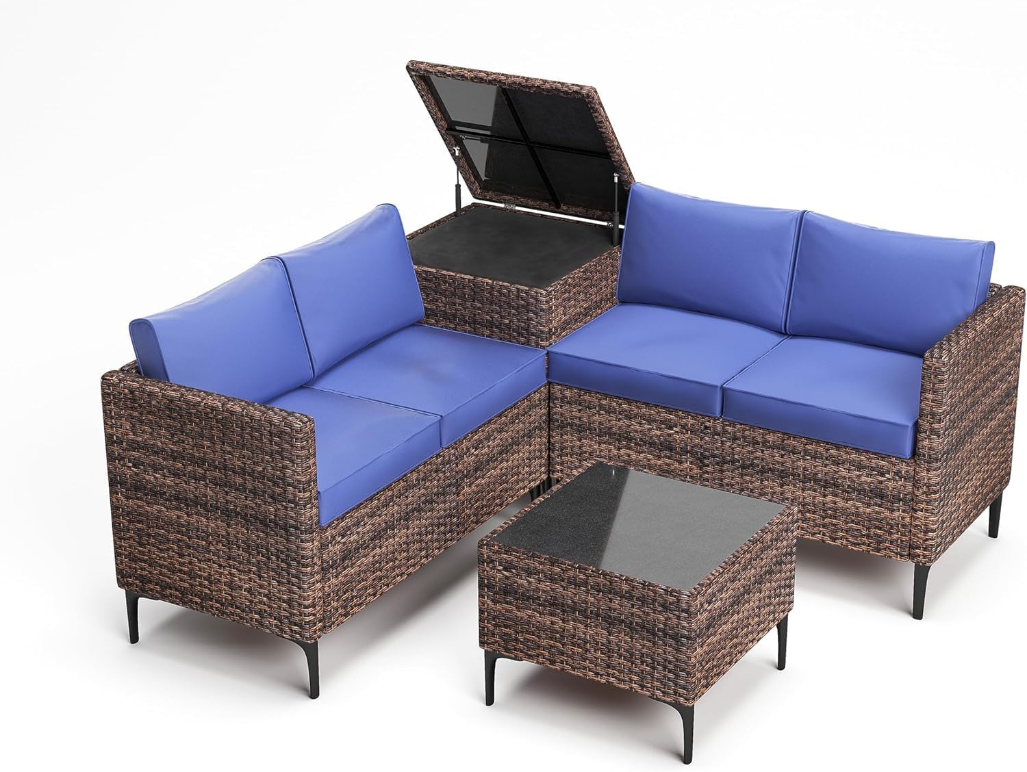 Rattan Patio Conversation Set With Storage