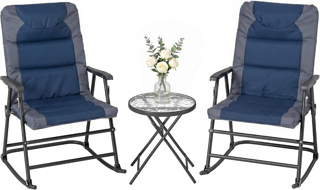 Outsunny 3 Piece Patio Rocking Chair Set