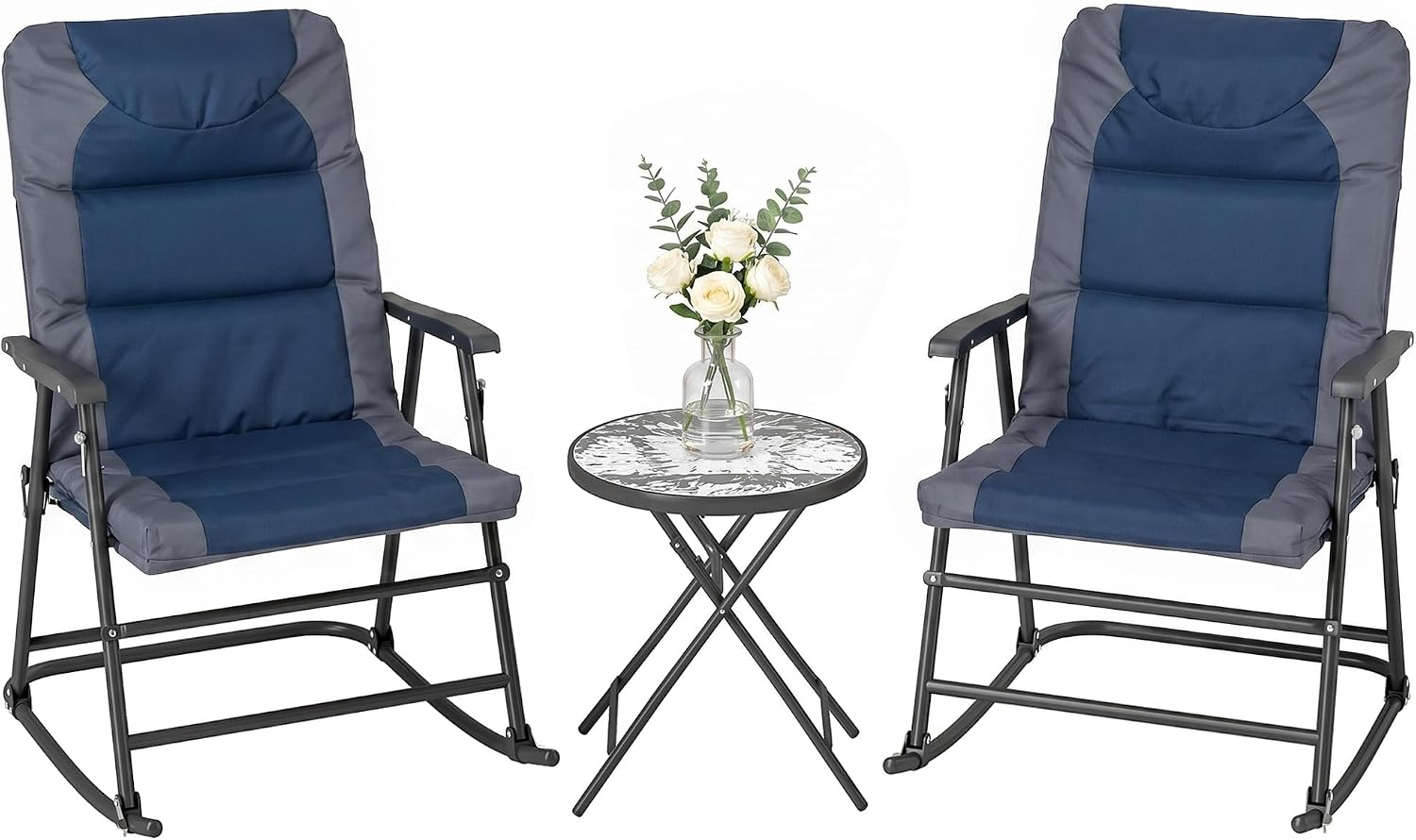 Outsunny 3 Piece Patio Rocking Chair Set