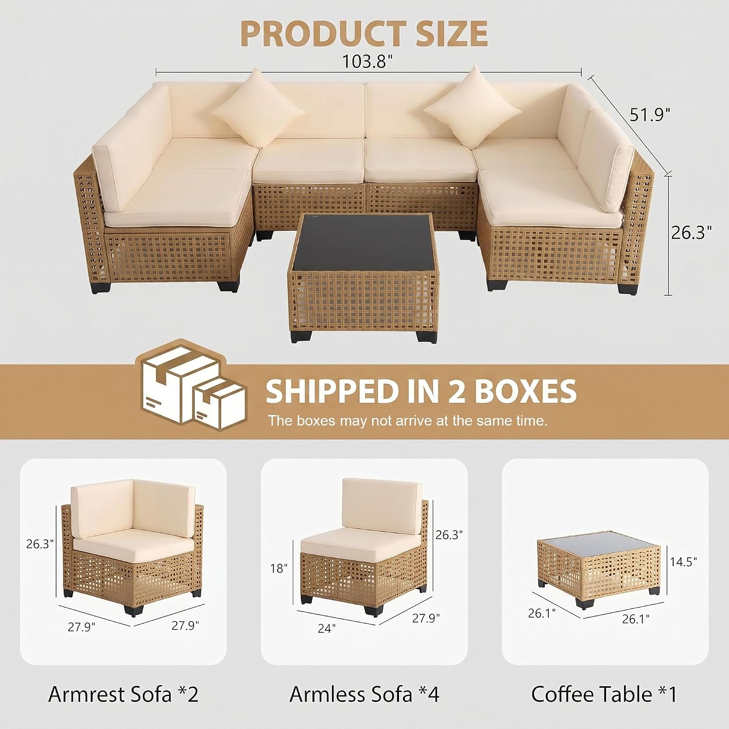 7-Piece PE Rattan Patio Furniture Set