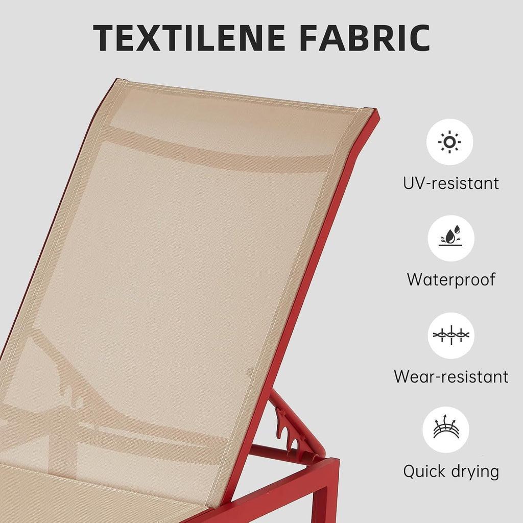 2 Foldable Aluminum Chaise Lounges