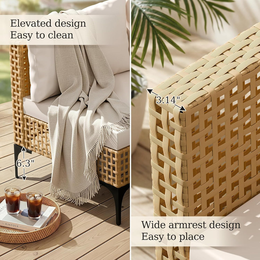 7-Piece PE Rattan Patio Sectional Sofa Set