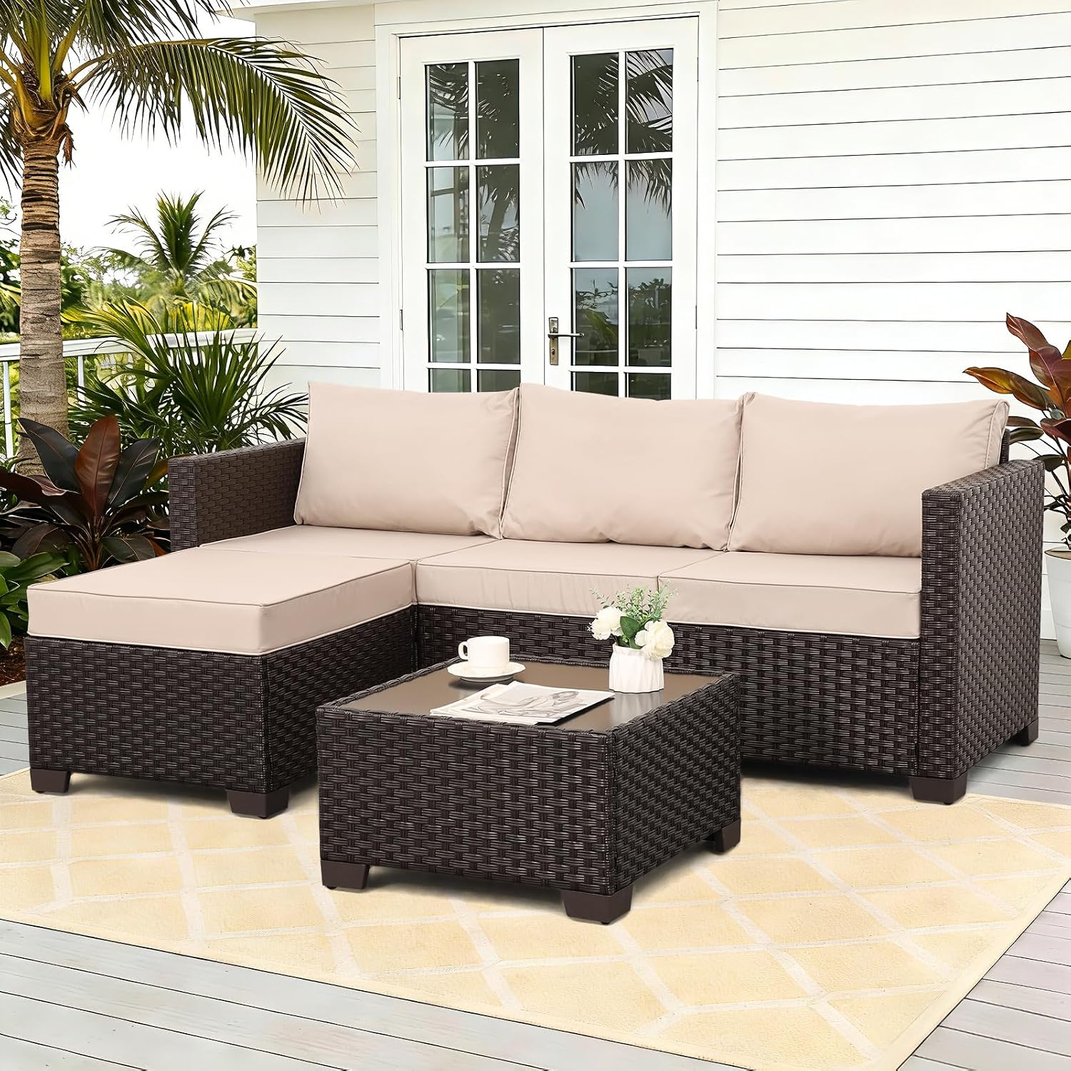 Rattan Star 3 Piece Wicker Patio Furniture Set