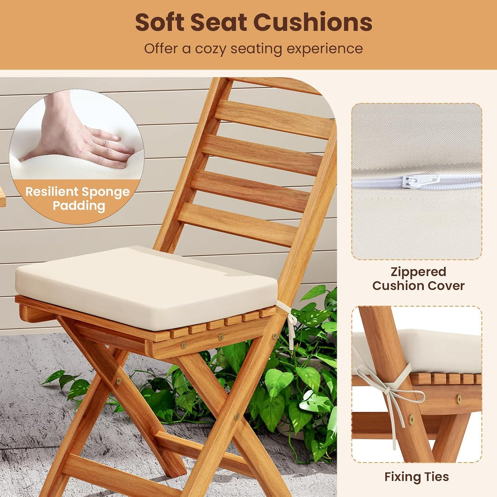 3pc Folding Acacia Wood Bistro Set