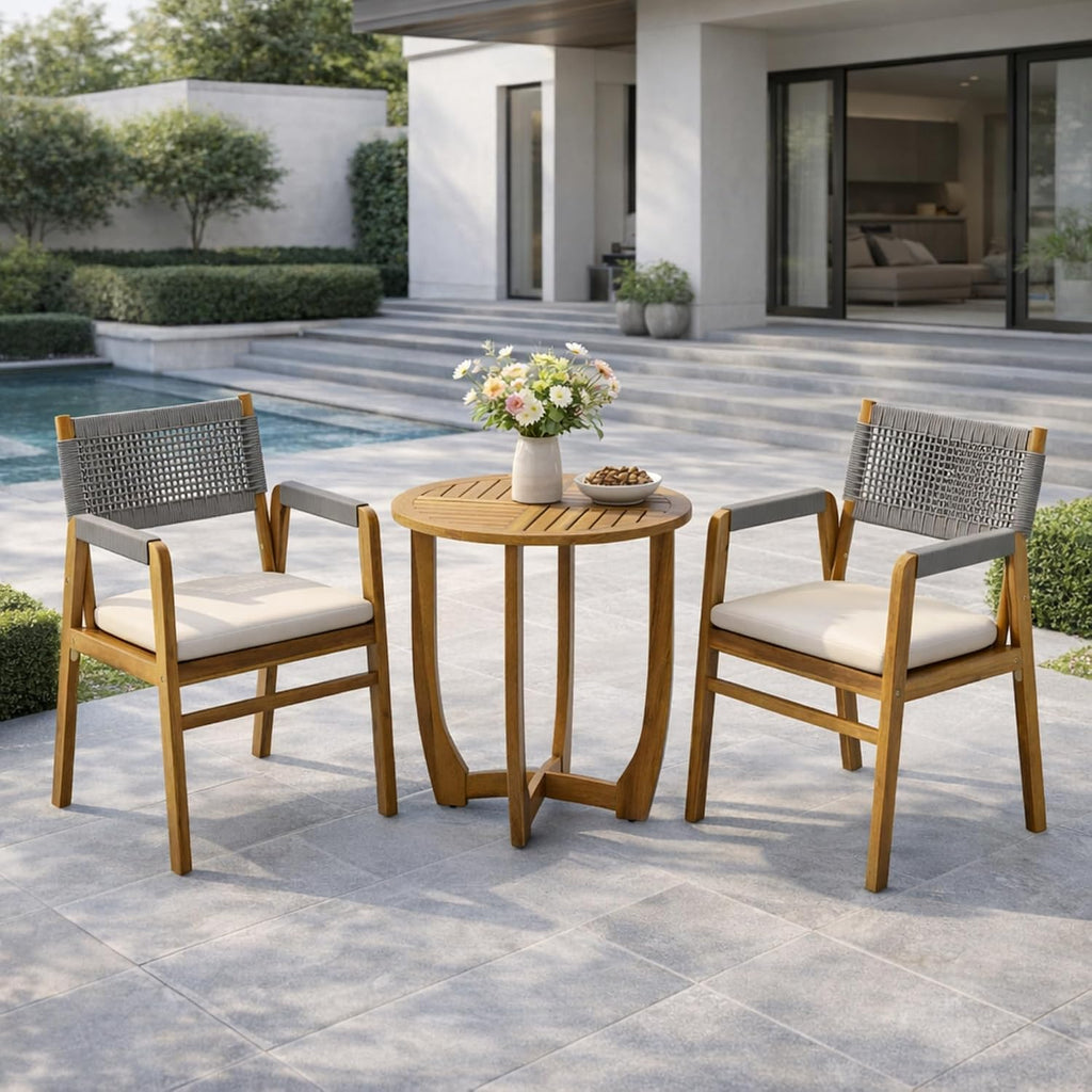 3pc Acacia Wood Patio Bistro Set