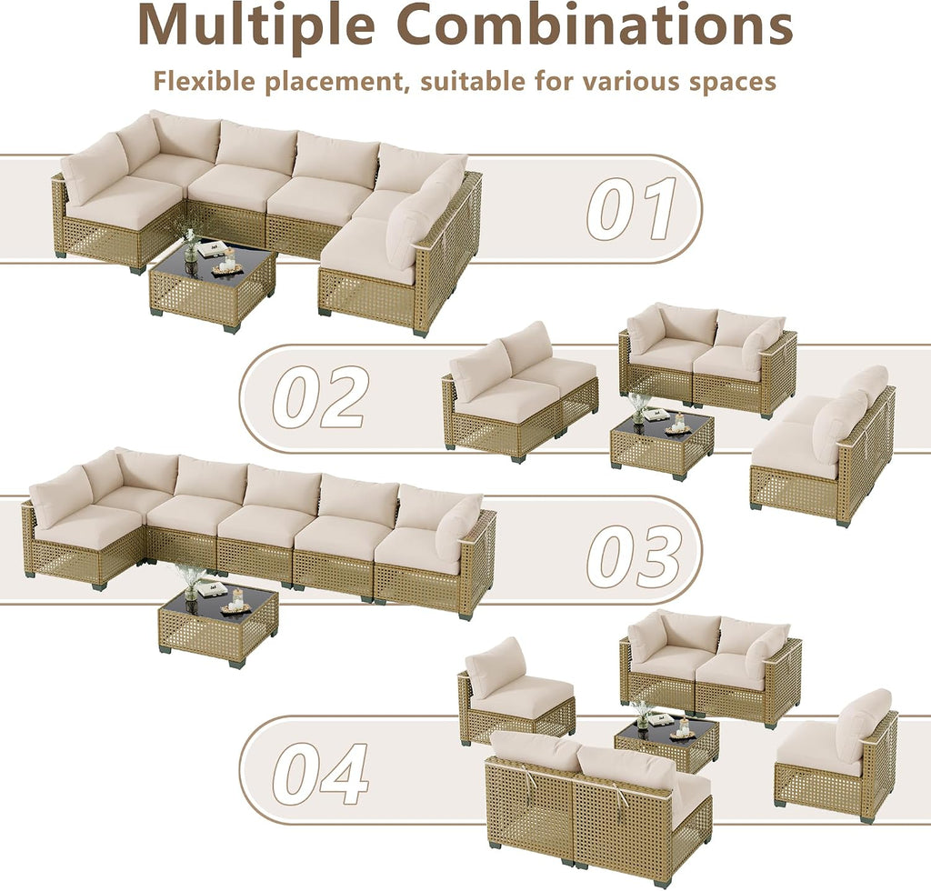 7 Piece Wicker Patio Furniture Set