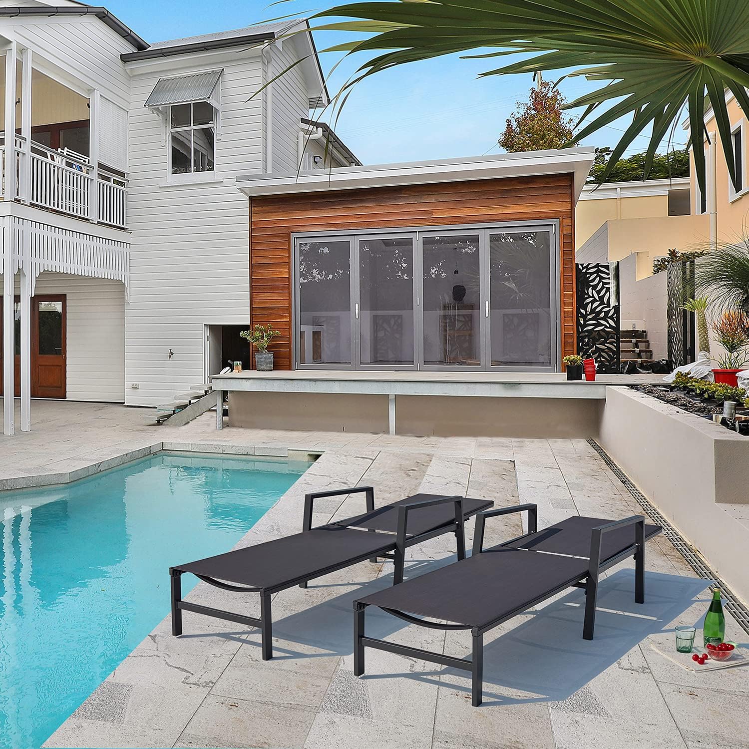2 Aluminum Adjustable Chaise Lounges