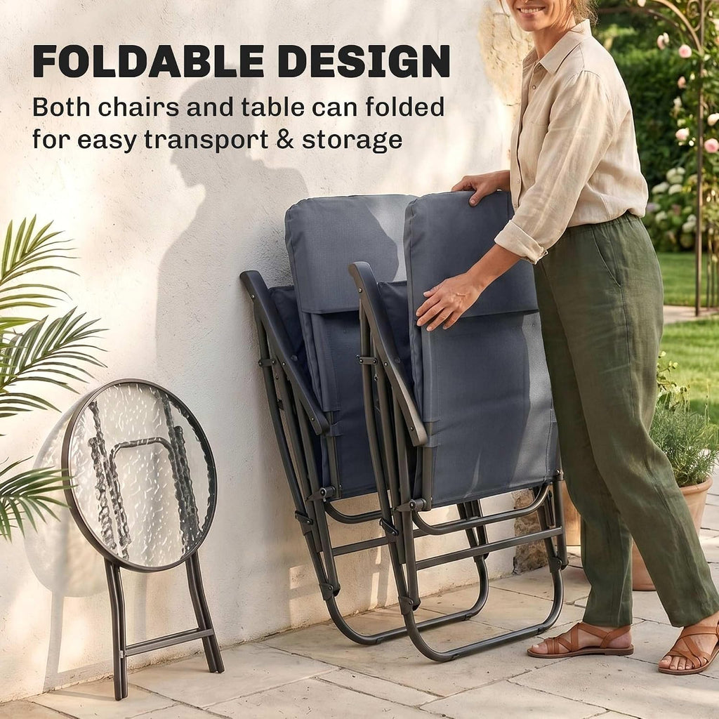 Outsunny 3 Piece Patio Rocking Chair Set