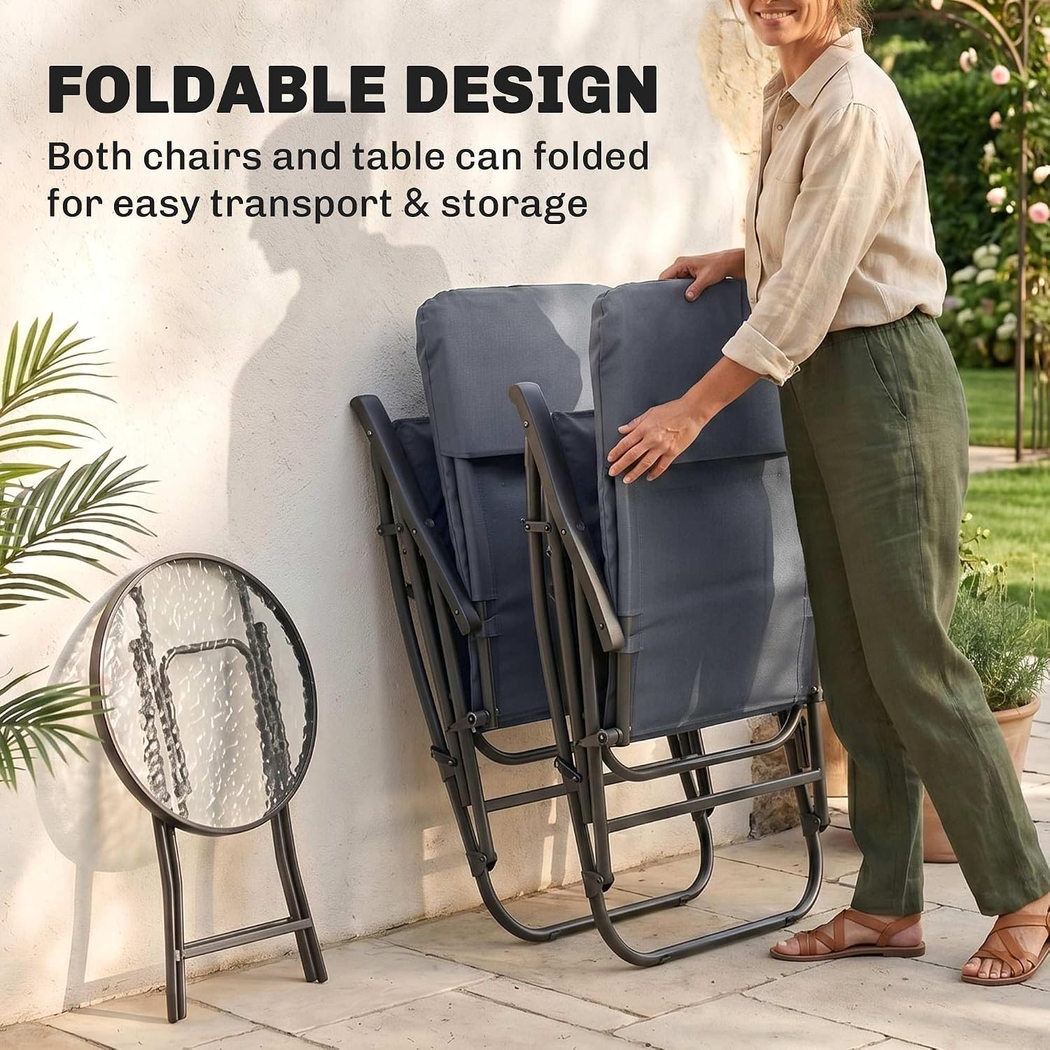 Outsunny 3 Piece Patio Rocking Chair Set